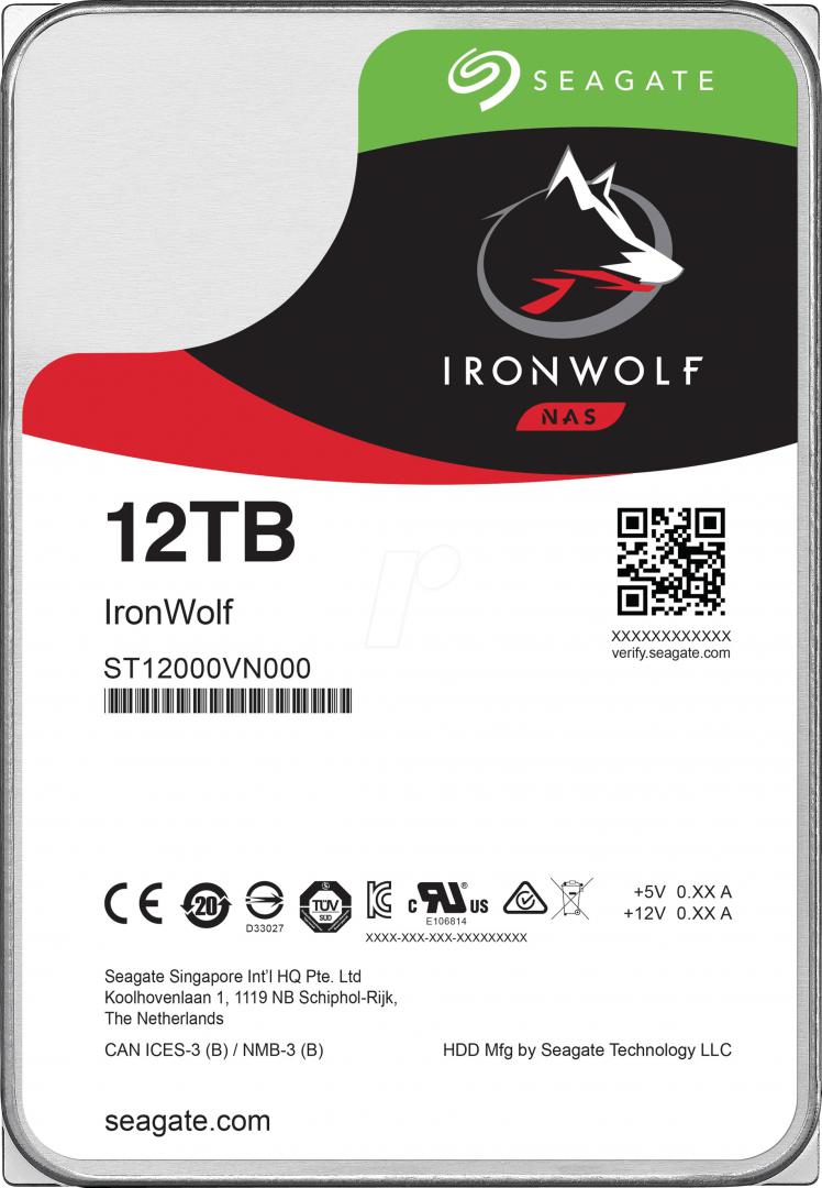 Seagate IronWolf ST12000VN0008 HDD NAS 12TB 7200RPM 256MB SATA III 3.5 inch pentru servere NAS și RAID – Seagate ST12000VN0008