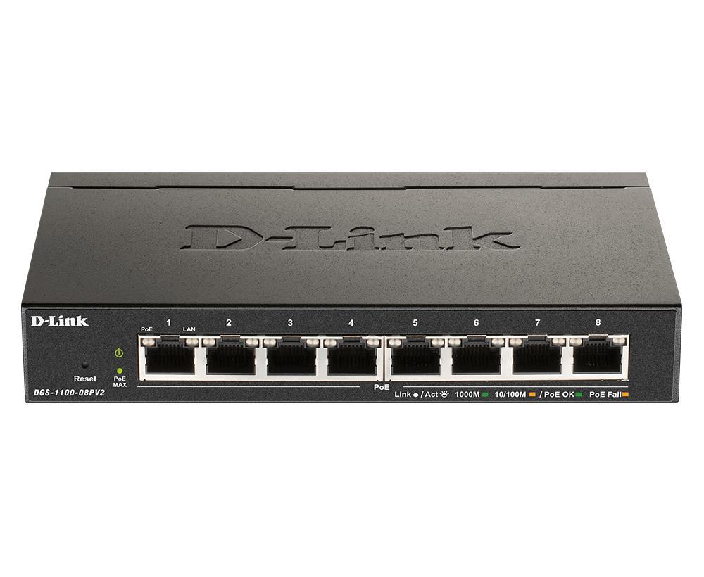D-Link DGS-1100-08V2/E – D-Link DGS-1100-08V2/E switch Smart Gigabit 8 porturi PoE+ cu management simplu pentru birouri si camere IP D-Link DGS-1100-08V2/E switch Smart Gigabit 8 porturi PoE+ cu management simplu pentru birouri si camere IP – D-Link DGS-1100-08V2/E