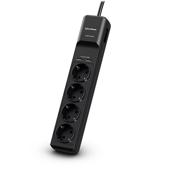 CYBERPOWER P0420SUD0-DE – CyberPower P0420SUD0-DE prelungitor cu protectie la supratensiune 4 prize si 2 porturi USB CyberPower P0420SUD0-DE prelungitor cu protectie la supratensiune 4 prize si 2 porturi USB – CYBERPOWER P0420SUD0-DE