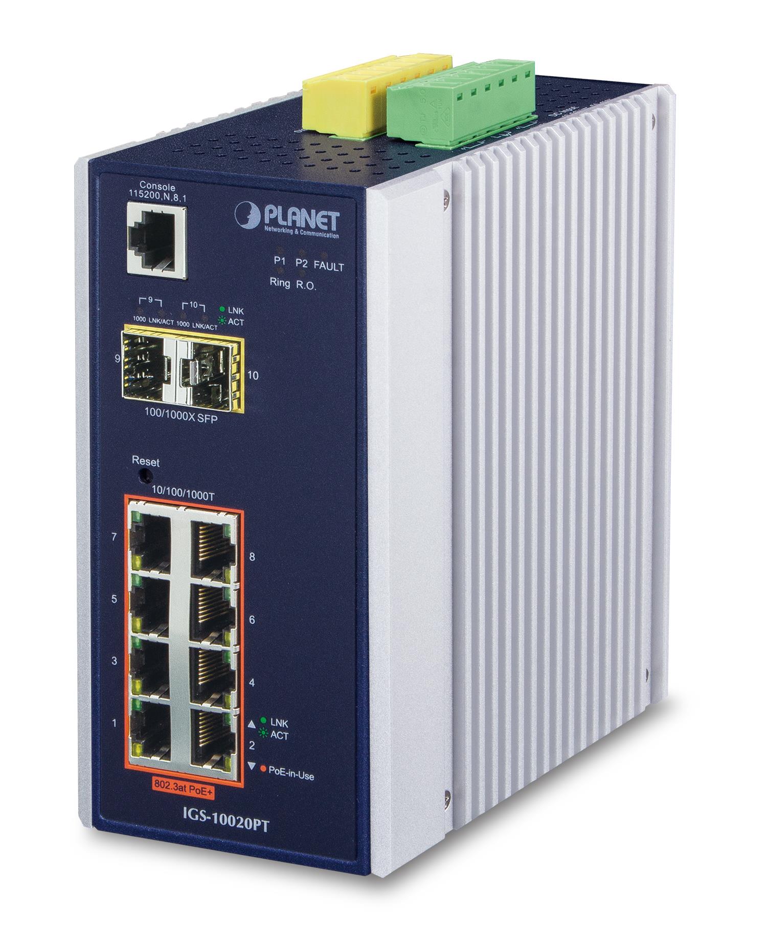 PLANET IGS-10020PT – Switch industrial managed PoE+ PLANET IGS-10020PT, 8x Gigabit PoE+, 2x SFP - 1456204 Switch industrial managed PoE+ PLANET IGS-10020PT, 8x Gigabit PoE+, 2x SFP - 1456204 – PLANET IGS-10020PT