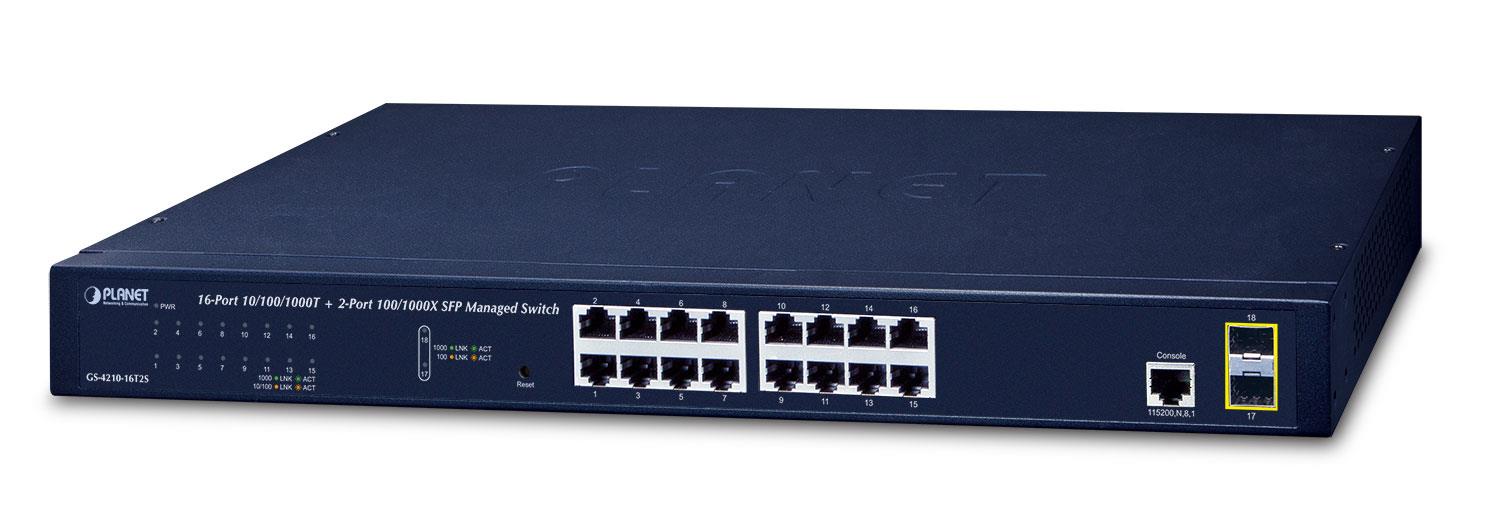 PLANET GS-4210-16T2S 16-Port Gigabit Managed Switch L2 L4 cu 2 SFP – PLANET GS-4210-16T2S