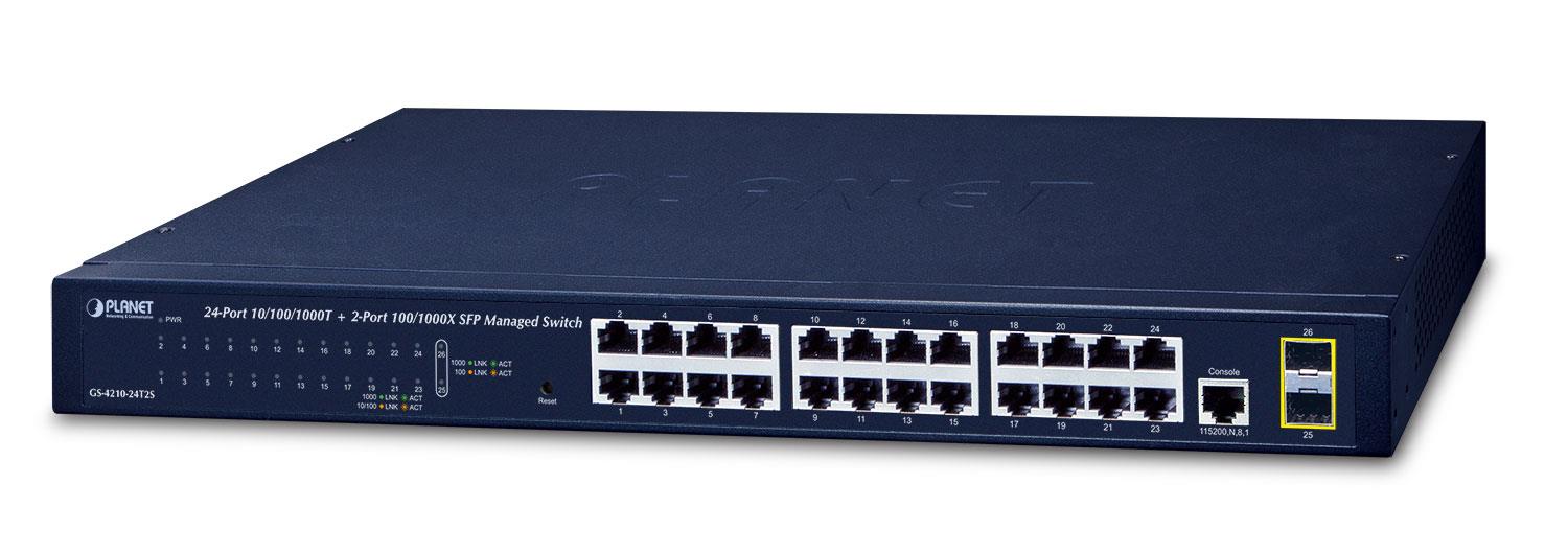 PLANET GS-4210-24T2S 24-Port Gigabit Managed Switch L2 cu 2 SFP – PLANET GS-4210-24T2S