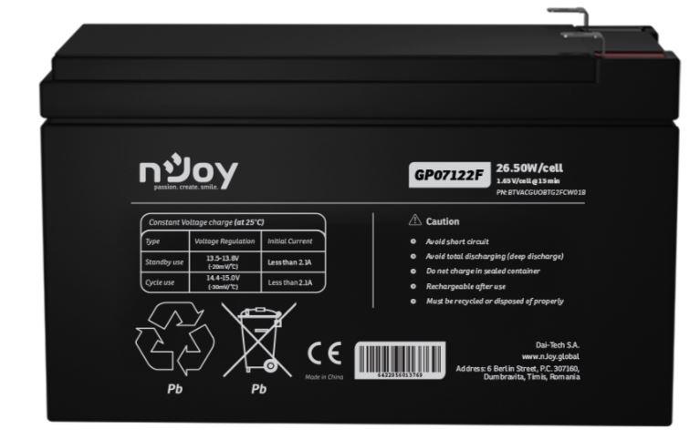 NJOY GP07122F – Baterie VRLA AGM 12V 7Ah – NJOY BTVACGUOBTG2FCW01B