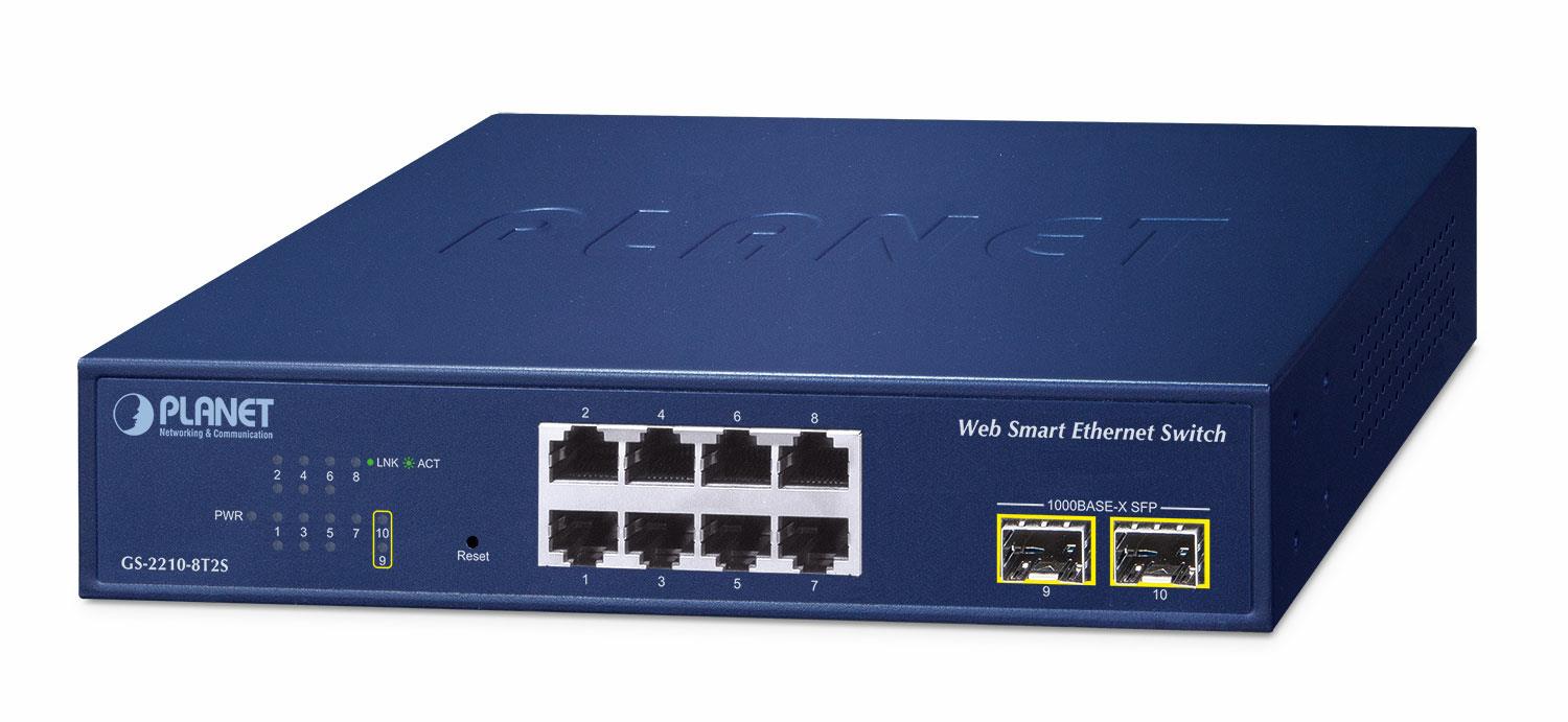 PLANET GS-2210-8T2S – Switch managed PLANET GS-2210-8T2S, 8x Gigabit, 2x SFP - 1455855 Switch managed PLANET GS-2210-8T2S, 8x Gigabit, 2x SFP - 1455855 – PLANET GS-2210-8T2S