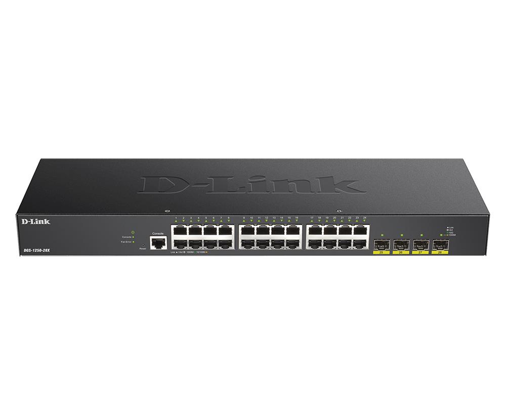 D-Link DGS-1250-28X/E – D-Link DGS-1250-28X/E switch Smart Gigabit 24 porturi cu 4 porturi SFP+ 10Gbps pentru retele business D-Link DGS-1250-28X/E switch Smart Gigabit 24 porturi cu 4 porturi SFP+ 10Gbps pentru retele business – D-Link DGS-1250-28X/E