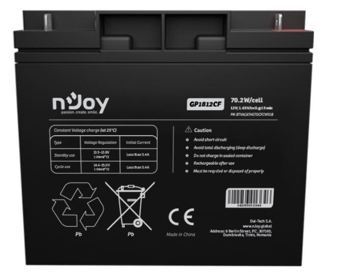 NJOY BTVACATHGTOCFCW01B – NJOY GP1812CF – Baterie AGM VRLA 12V 18Ah NJOY GP1812CF – Baterie AGM VRLA 12V 18Ah – NJOY BTVACATHGTOCFCW01B