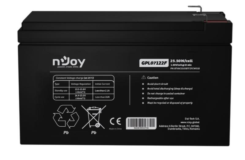 NJOY BTVACGUOBTF2FCW01B – NJOY GPL07122F – Baterie VRLA AGM 12V / ~7Ah NJOY GPL07122F – Baterie VRLA AGM 12V / ~7Ah – NJOY BTVACGUOBTF2FCW01B