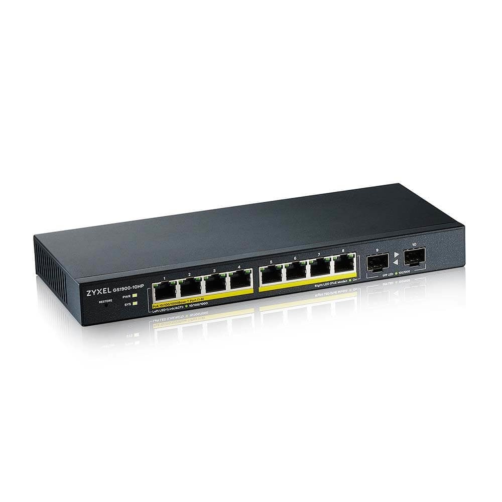 GS1900-10HP-EU0102F | ZyXEL | Zyxel GS1900-10HP Gestionate L2 Gigabit Ethernet (10/100/1000) Power over Ethernet (PoE) Suport Negru Zyxel GS1900-10HP Gestionate L2 Gigabit Ethernet (10/100/1000) Power over Ethernet (PoE) Suport Negru