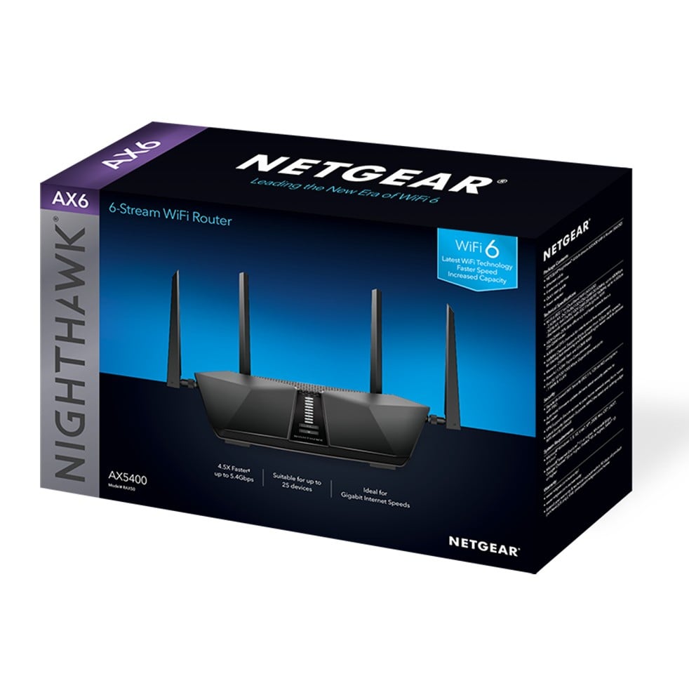 NETGEAR Nighthawk AX5400 router wireless Gigabit Ethernet Bandă dublă (2.4 GHz/ 5 GHz) Negru