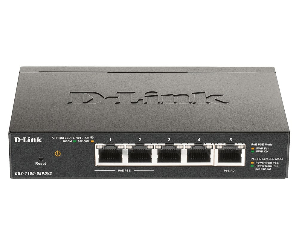 DGS-1100-05PDV2 | D-Link | D-Link DGS-1100-05PDV2 switch-uri Gestionate Gigabit Ethernet (10/100/1000) Power over Ethernet (PoE) Suport Negru D-Link DGS-1100-05PDV2 switch-uri Gestionate Gigabit Ethernet (10/100/1000) Power over Ethernet (PoE) Suport Negru