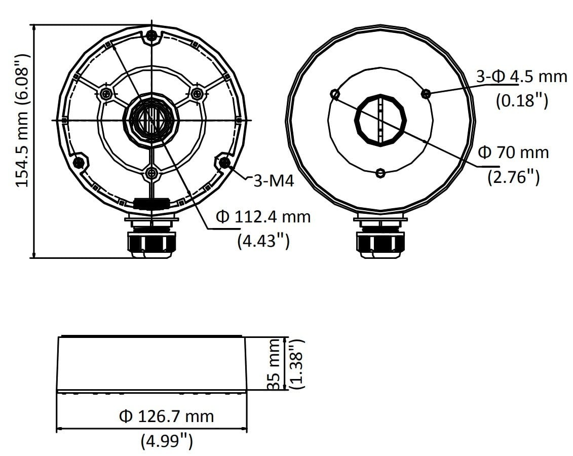 Doza conexiuni pentru camerele tip DOME - HIKVISION DS-1280ZJ-DM8 – HIKVISION DS-1280ZJ-DM8