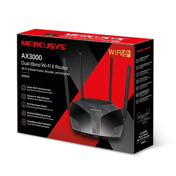 Mercusys MR80X router wireless Gigabit Ethernet Bandă dublă (2.4 GHz/ 5 GHz) Negru