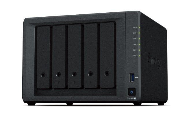 Synology DiskStation DS1522+ NAS 5-Bay Ryzen R1600 8GB ECC 4×1GbE – Synology DS1522+