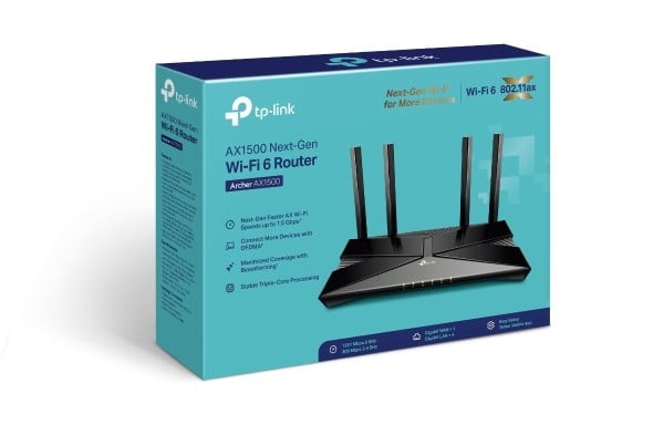 TP-Link Archer AX1500 router wireless Gigabit Ethernet Bandă dublă (2.4 GHz/ 5 GHz) Negru