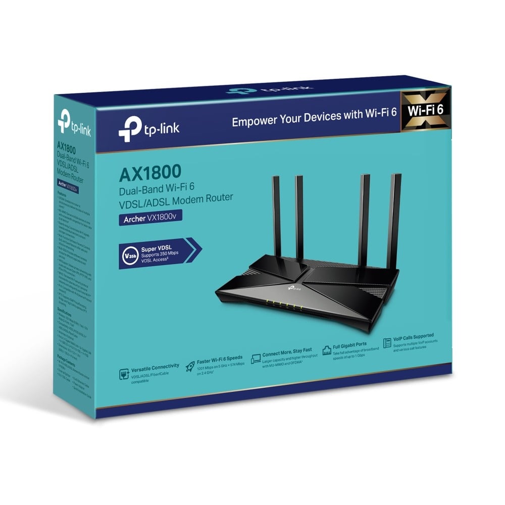 TP-Link Archer VX1800v router wireless Gigabit Ethernet Bandă dublă (2.4 GHz/ 5 GHz) Negru