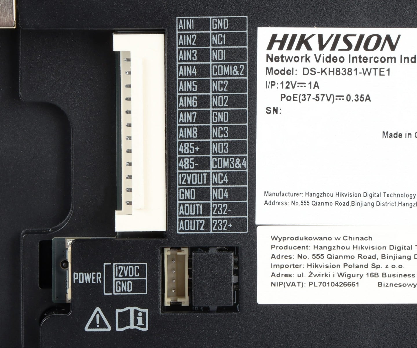 Monitor videointerfon TCP/IP, IPS LCD 7 inch touch screen, Wi-Fi, PoE, Alarma IN - HIKVISION DS-KH8381-WTE1 – HIKVISION DS-KH8381-WTE1