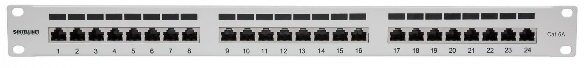 Intellinet 720854 – Intellinet 24-Port Cat6a FTP 1U Patch Panel Intellinet 24-Port Cat6a FTP 1U Patch Panel – Intellinet 720854