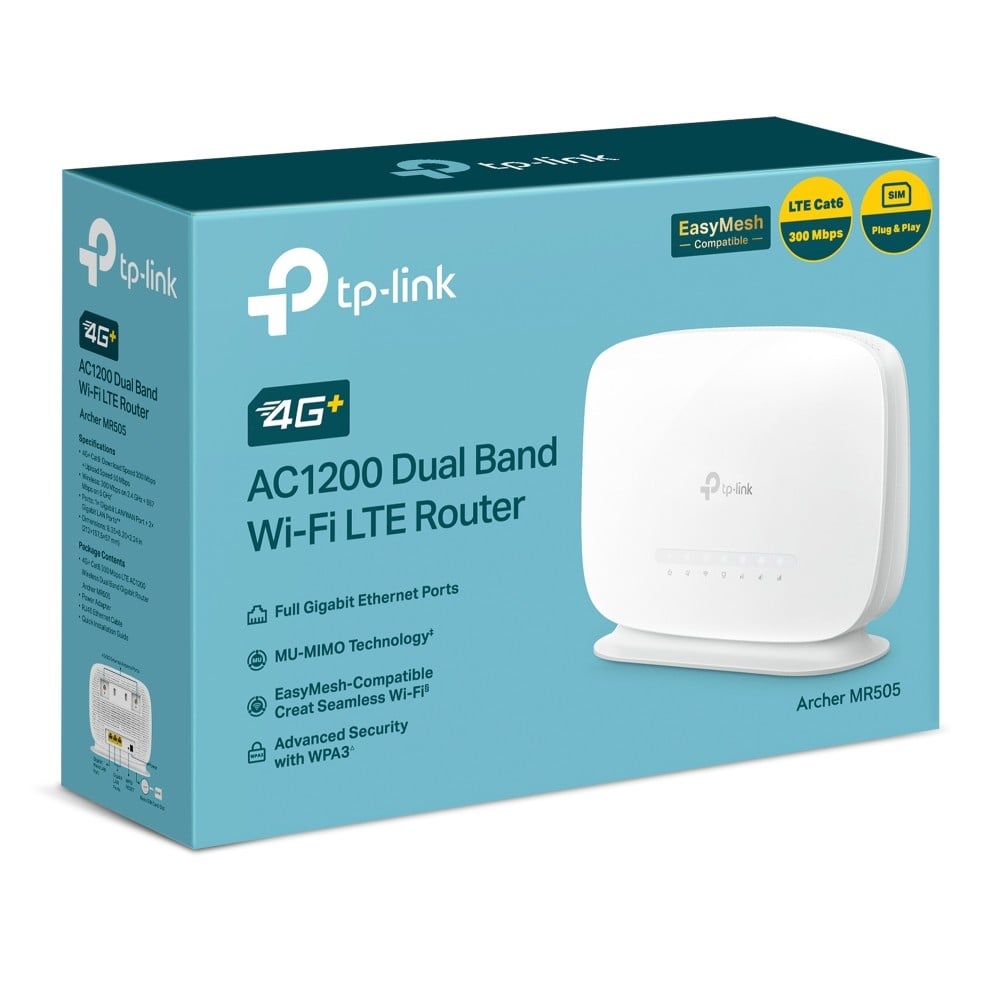 TP-Link Archer MR505 router wireless Gigabit Ethernet Bandă dublă (2.4 GHz/ 5 GHz) 4G Alb