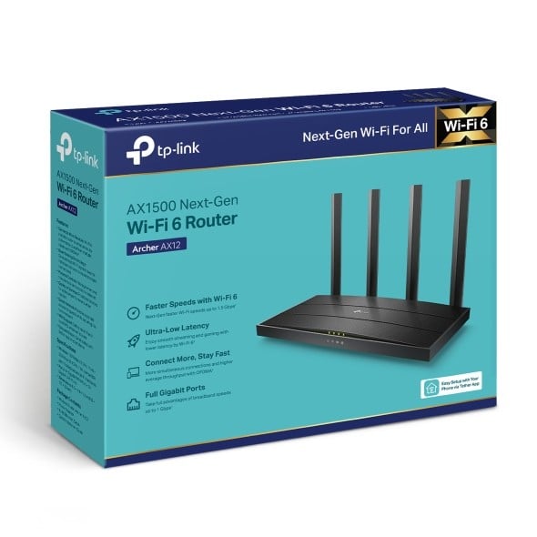 TP-Link Archer AX12 router wireless Fast Ethernet Bandă dublă (2.4 GHz/ 5 GHz) Negru