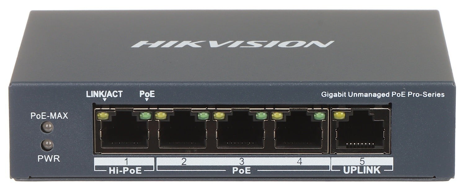 Switch 4 porturi PoE Gigabit, 1 port Hi-PoE, 1 port uplink 1G - HIKVISION DS-3E0505HP-E – HIKVISION DS-3E0505HP-E