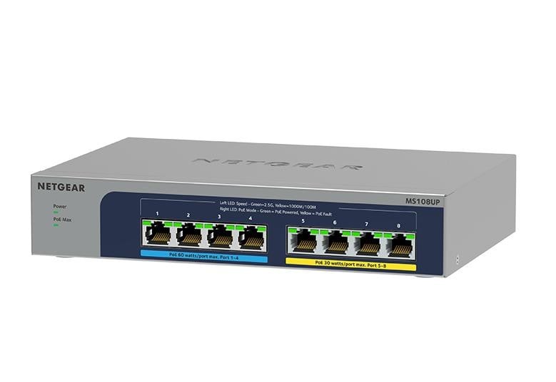 Netgear MS108UP-100EUS – NETGEAR MS108UP Fara management 2.5G Ethernet (100/1000/2500) Power over Ethernet (PoE) Suport NETGEAR MS108UP Fara management 2.5G Ethernet (100/1000/2500) Power over Ethernet (PoE) Suport – Netgear MS108UP-100EUS