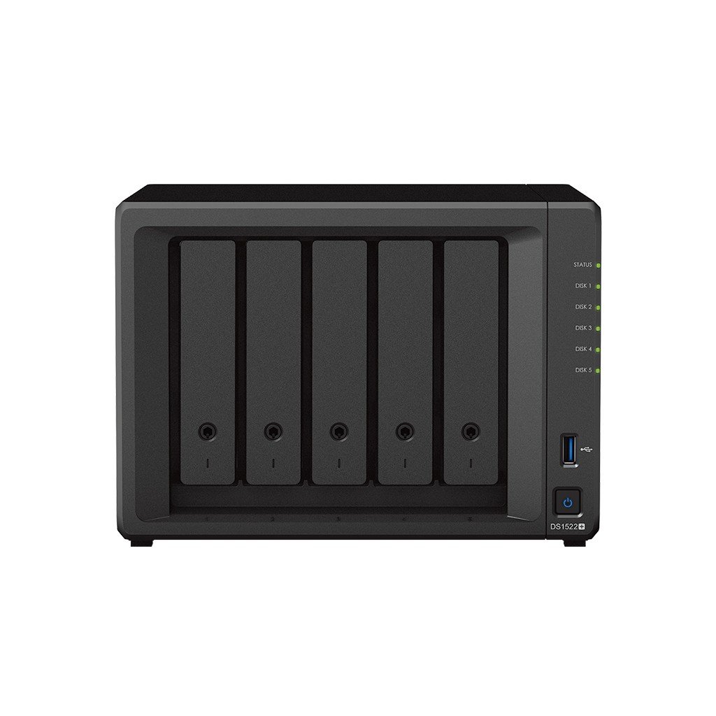 Synology DiskStation DS1522+ NAS 5-Bay Ryzen R1600 8GB ECC 4×1GbE – Synology DS1522+