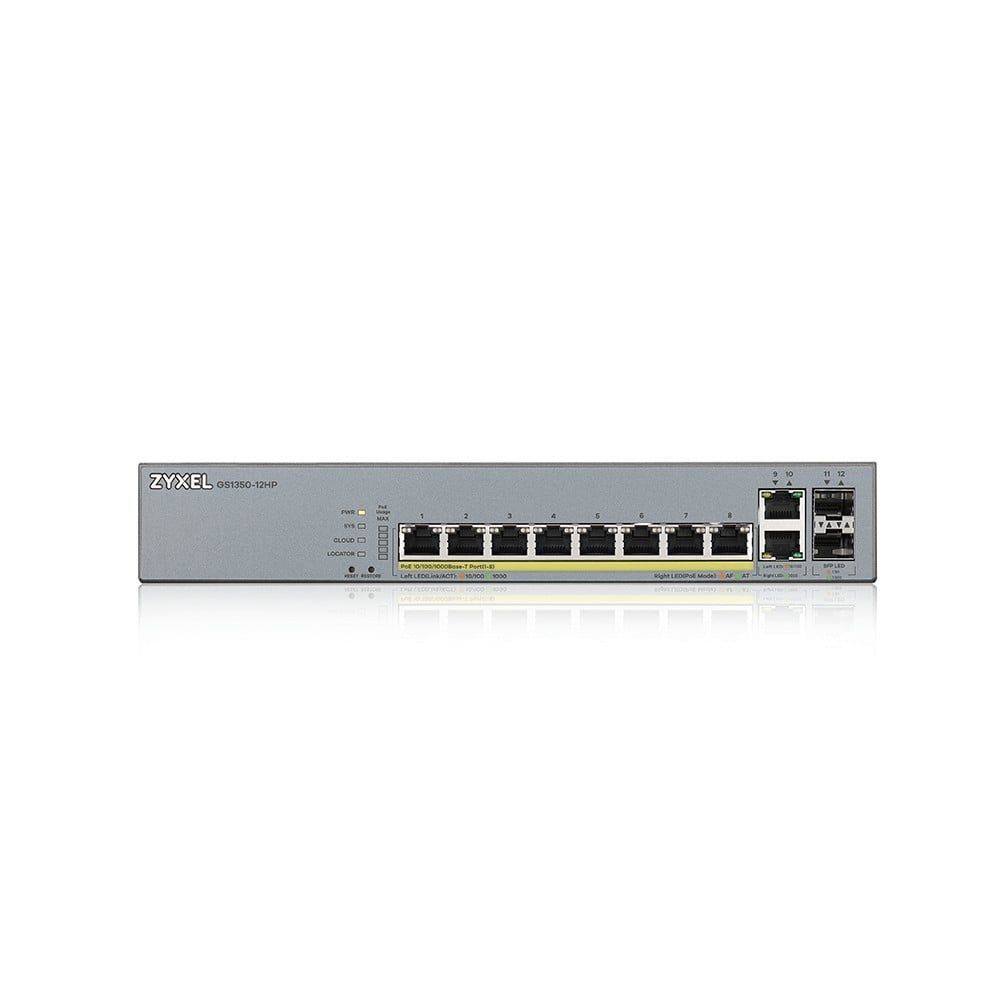 GS1350-12HP-EU0101F | ZyXEL | Zyxel GS1350-12HP-EU0101F switch-uri Gestionate L2 Gigabit Ethernet (10/100/1000) Power over Ethernet (PoE) Suport Gri Zyxel GS1350-12HP-EU0101F switch-uri Gestionate L2 Gigabit Ethernet (10/100/1000) Power over Ethernet (PoE) Suport Gri