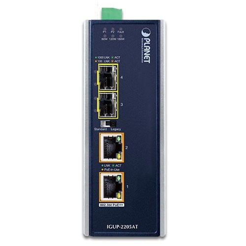 PLANET IGUP-2205AT Convertor Media Industrial Gigabit 2×SFP ↔ 2×RJ-45 IEEE 802.3bt PoE++ – PLANET IGUP-2205AT
