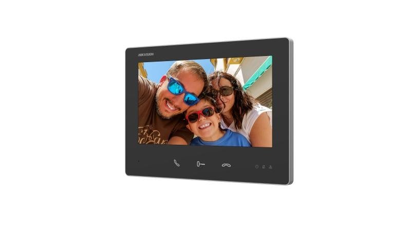 Monitor videointerfon HD pe 2 fire, ecran tactil 7 inch, 1024×600, negru, Hikvision - DS-KH7300EY-TE2 – HIKVISION DS-KH7300EY-TE2