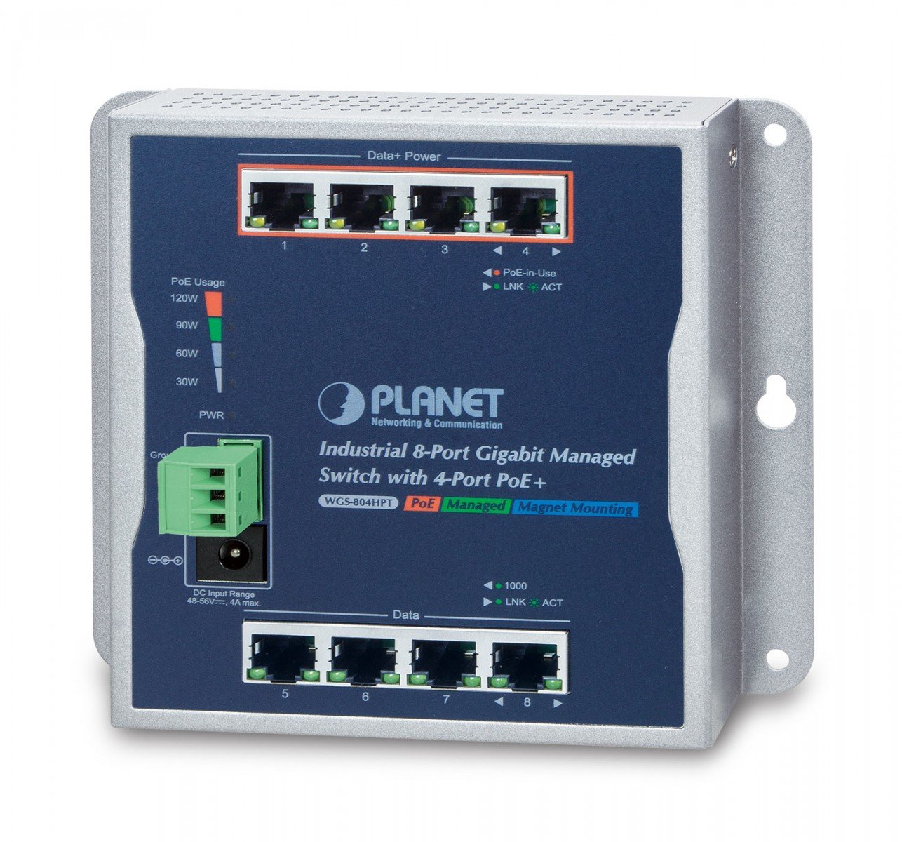 PLANET WGS-804HPT Switch Gestionat Industrial 8×Gigabit + 4×PoE+ Wall-Mount – PLANET WGS-804HPT