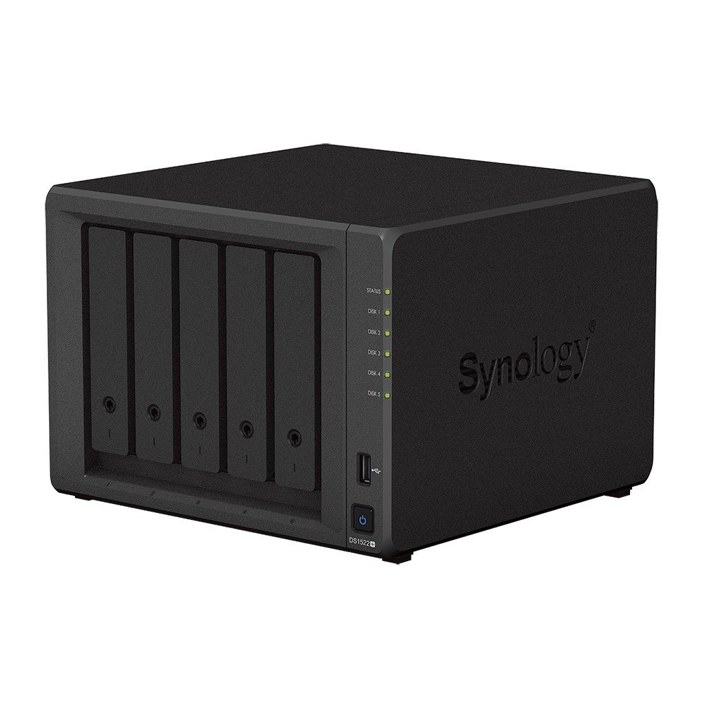 Synology DiskStation DS1522+ NAS 5-Bay Ryzen R1600 8GB ECC 4×1GbE – Synology DS1522+
