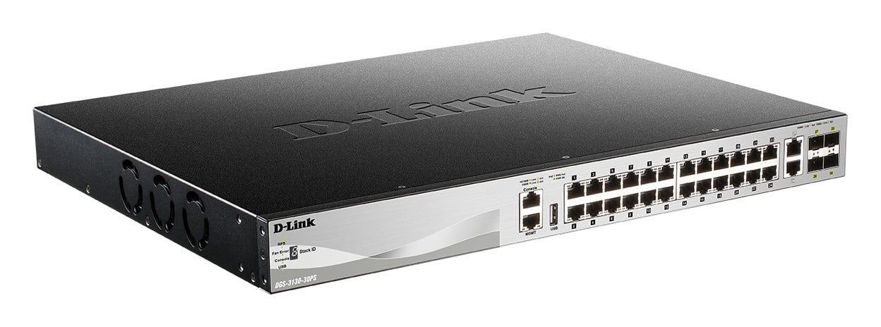 D-Link DGS-3130-30PS/E switch-uri Gestionate L3 Gigabit Ethernet (10/100/1000) Power over Ethernet (PoE) Suport Gri