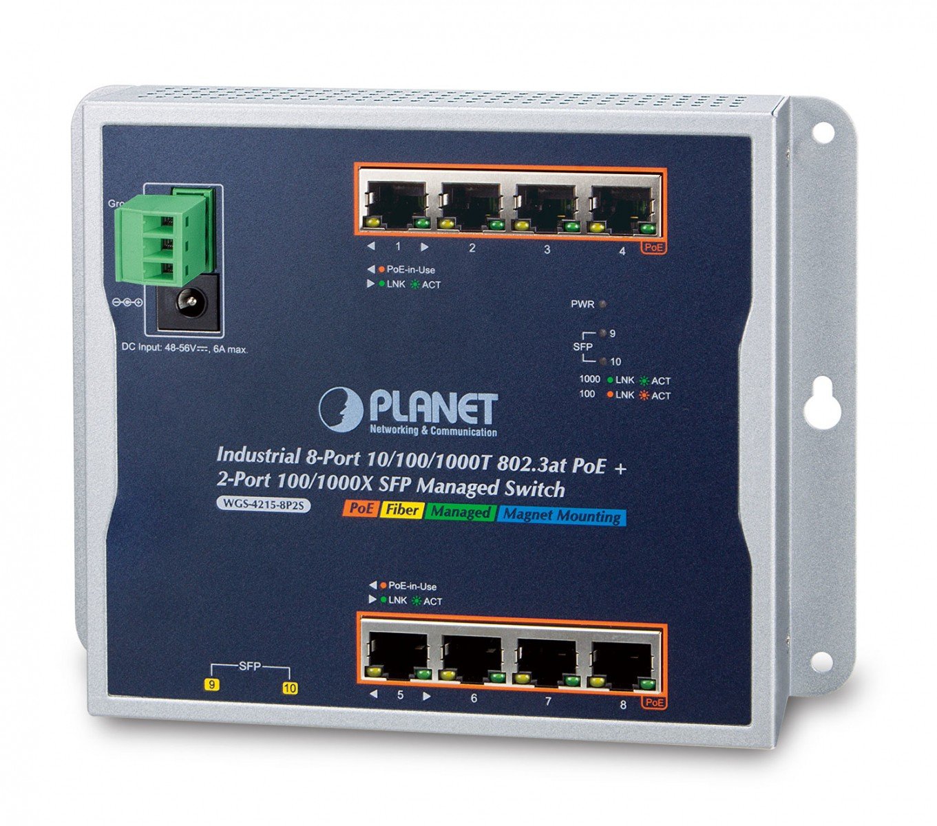 PLANET WGS-4215-8P2S Switch Gestionat L2 Industrial 8xGigabit PoE+ 2xSFP – PLANET WGS-4215-8P2S