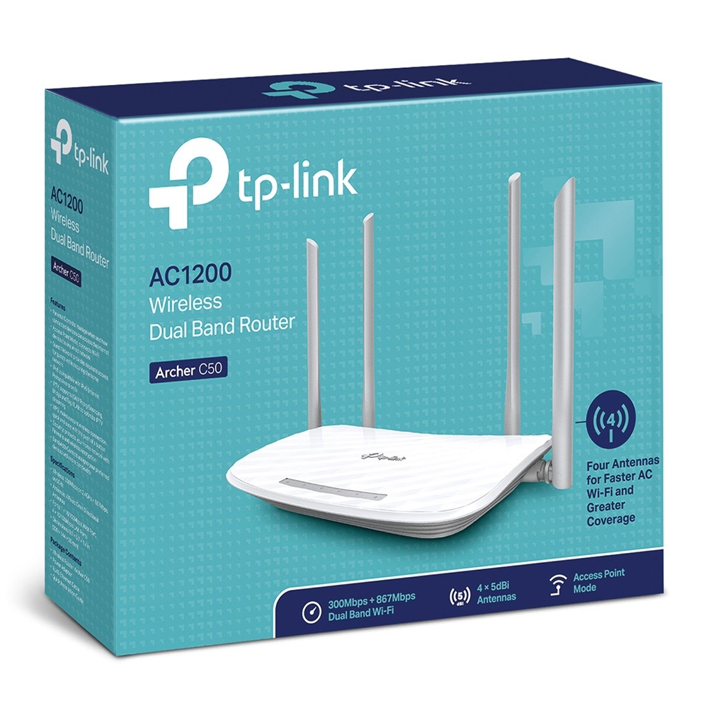 TP-Link Archer C50 router wireless Fast Ethernet Bandă dublă (2.4 GHz/ 5 GHz) Negru