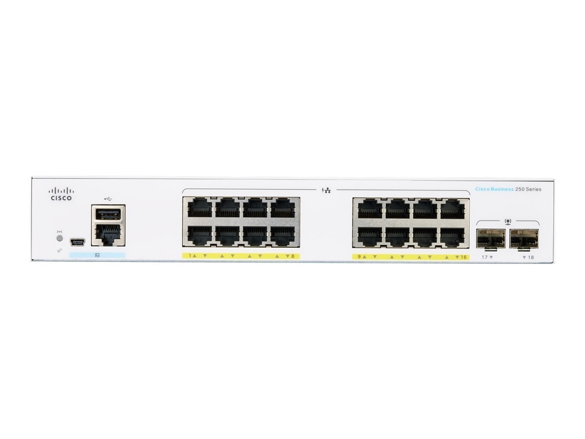 Cisco CBS250-16P-2G-EU Smart 16-port GE, PoE+ 120W, 2x1G SFP