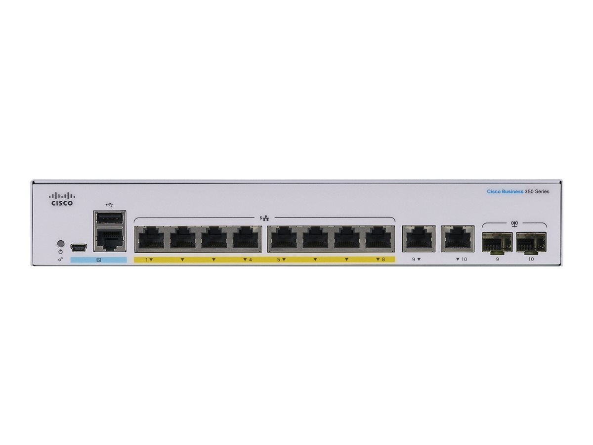 Cisco CBS350-8P-E-2G-EU Managed 8-port GE, PoE+ 60W, Ext PS, 2x1G Combo