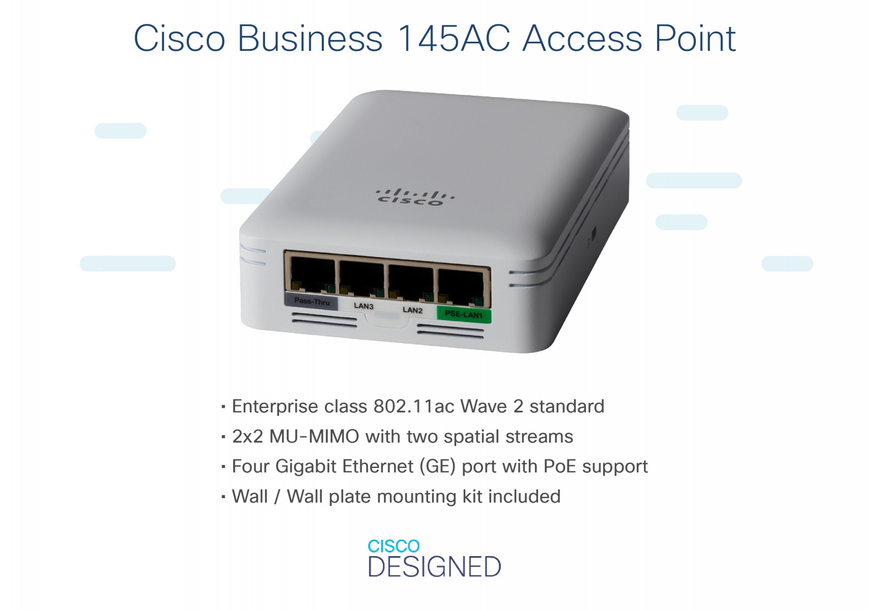 Cisco CBW145AC-E puncte de acces WLAN Gri Power over Ethernet (PoE) Suport