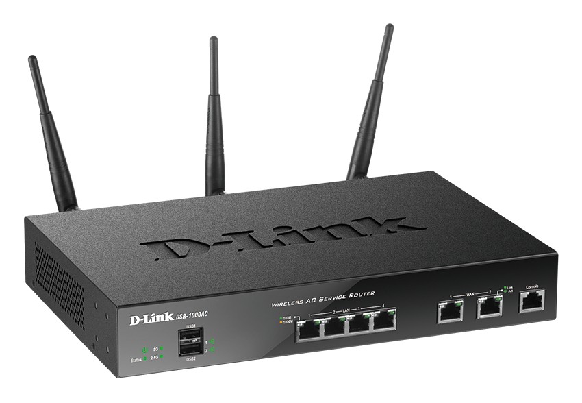 D-Link DSR-1000AC router wireless Gigabit Ethernet Bandă dublă (2.4 GHz/ 5 GHz) Negru