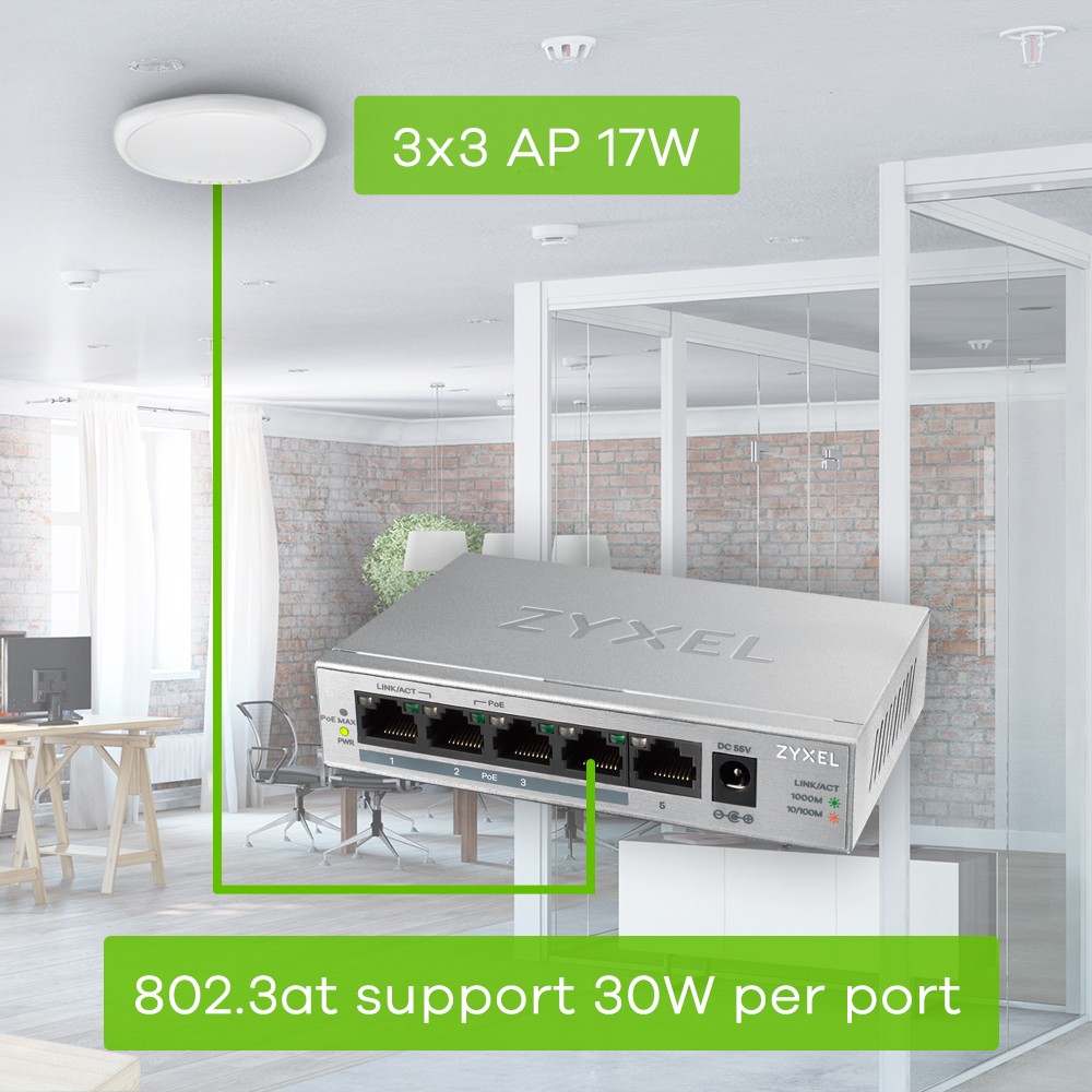 Zyxel GS1005HP Fara management Gigabit Ethernet (10/100/1000) Power over Ethernet (PoE) Suport Argint