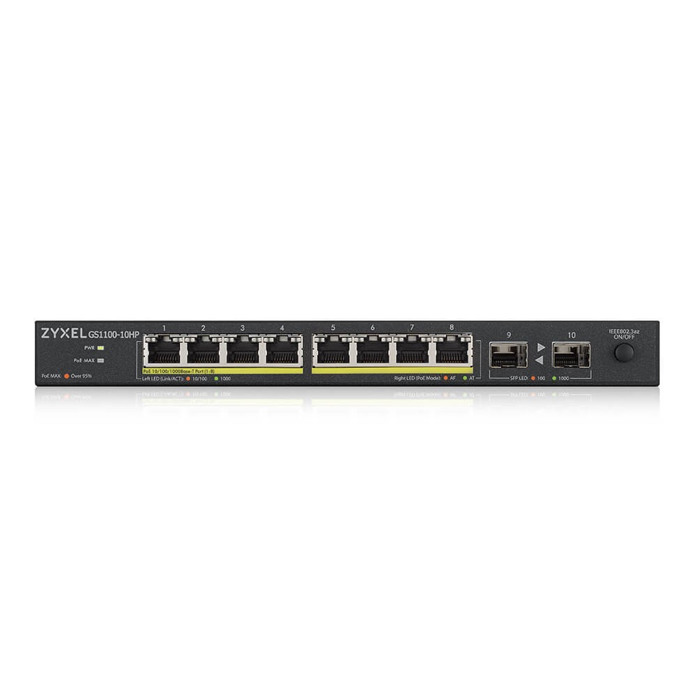 Zyxel GS1100-10HP v2 Fara management Gigabit Ethernet (10/100/1000) Power over Ethernet (PoE) Suport Negru