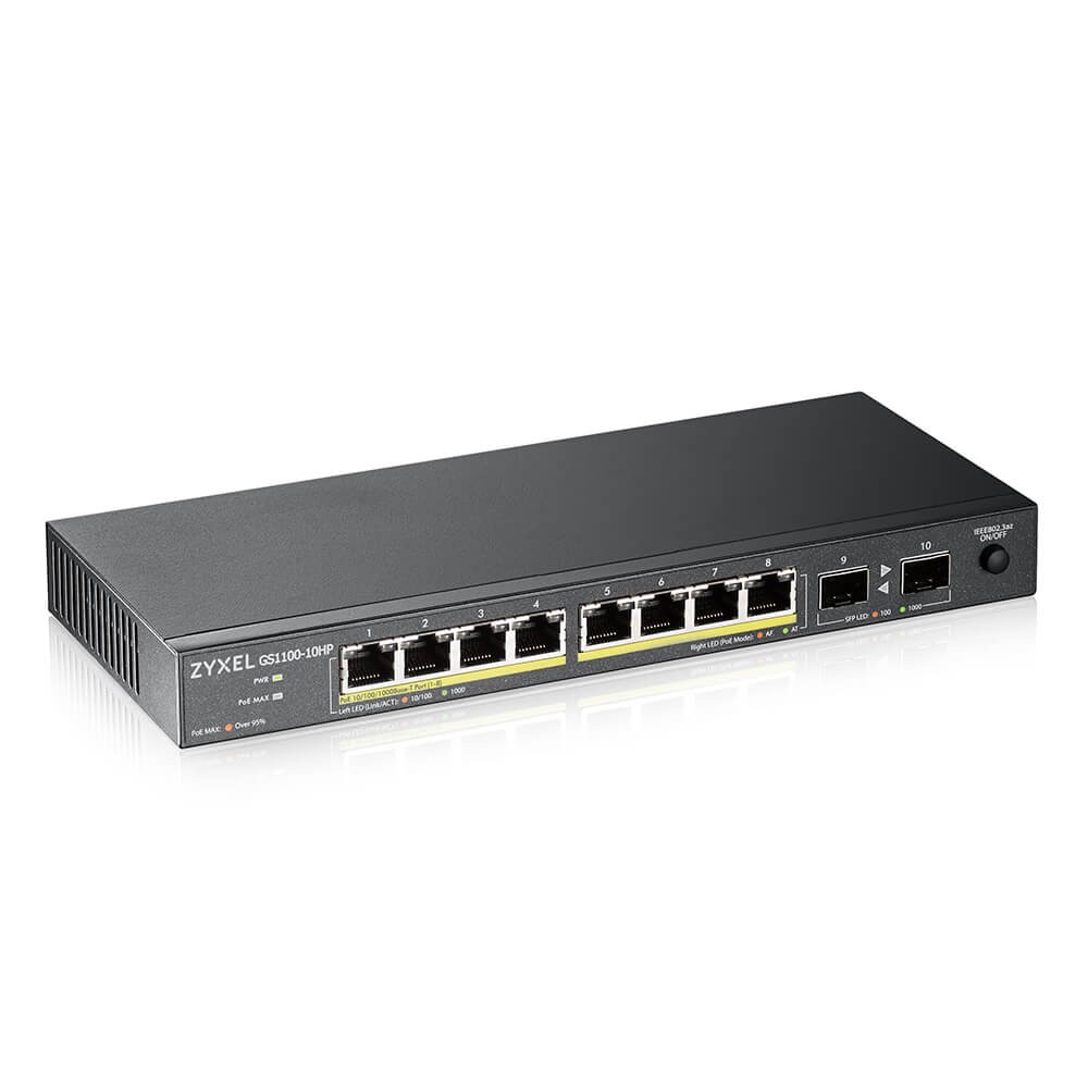 Zyxel GS1100-10HP v2 Fara management Gigabit Ethernet (10/100/1000) Power over Ethernet (PoE) Suport Negru