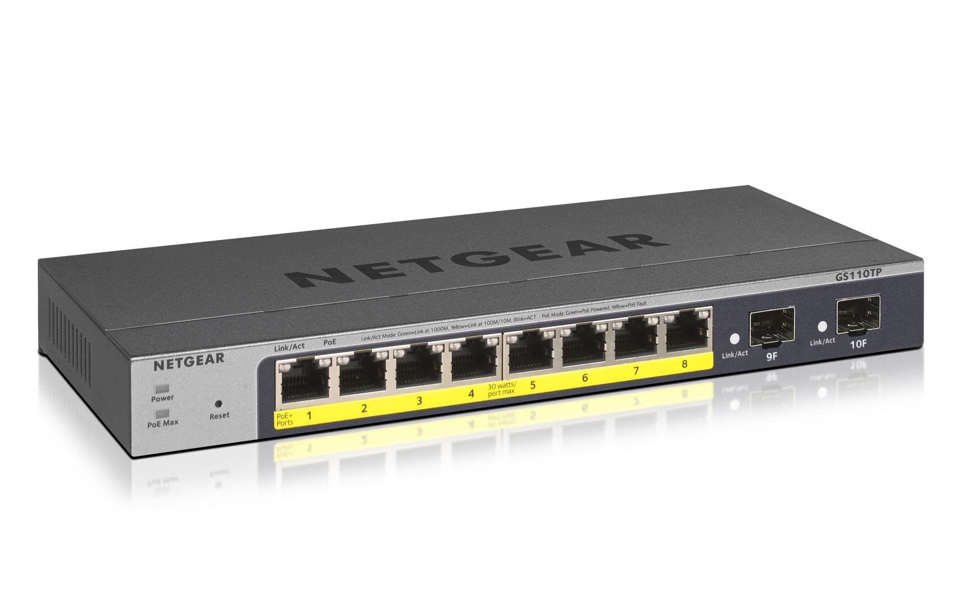 NETGEAR GS110TP Gestionate L2/L3/L4 Gigabit Ethernet (10/100/1000) Power over Ethernet (PoE) Suport Gri