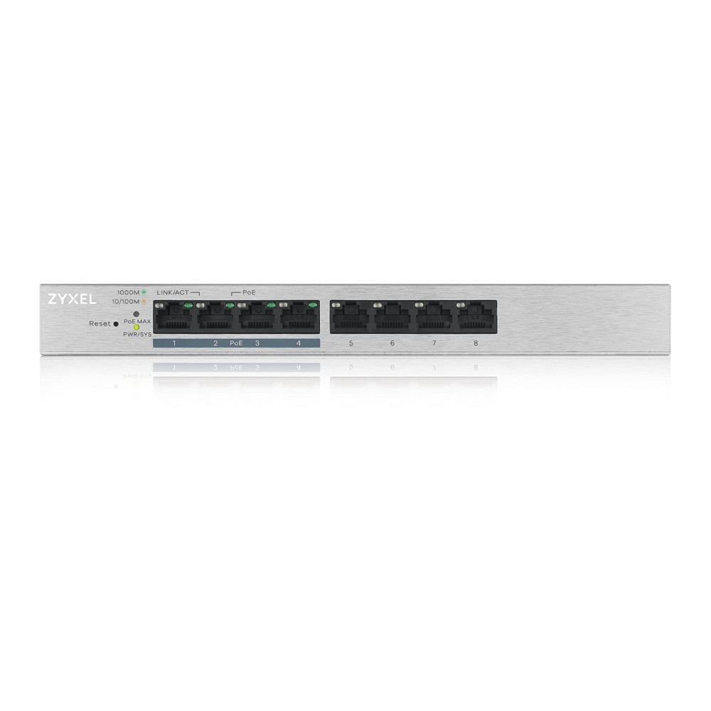 Zyxel GS1200-8HP v2 Gestionate Gigabit Ethernet (10/100/1000) Power over Ethernet (PoE) Suport Gri