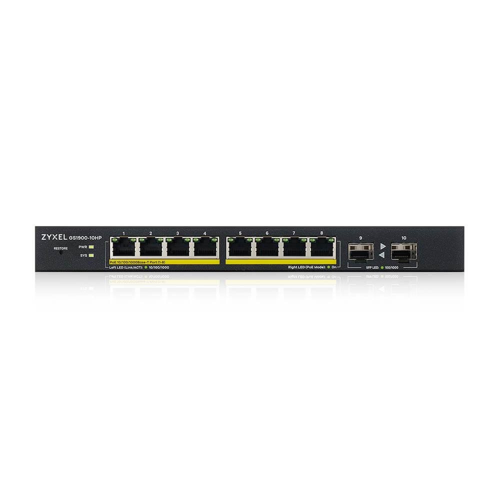 Zyxel GS1900-10HP Gestionate L2 Gigabit Ethernet (10/100/1000) Power over Ethernet (PoE) Suport Negru