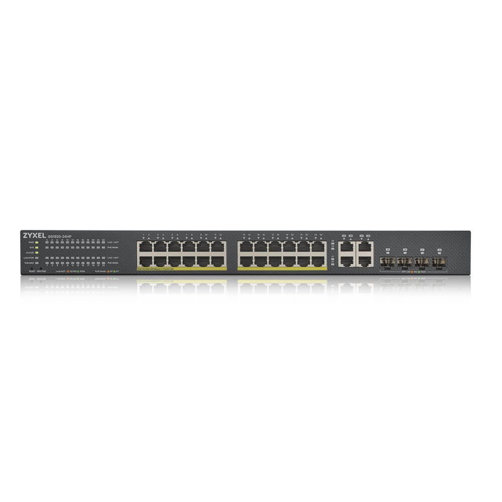 Zyxel GS1920-24HPV2 Gestionate Gigabit Ethernet (10/100/1000) Power over Ethernet (PoE) Suport Negru