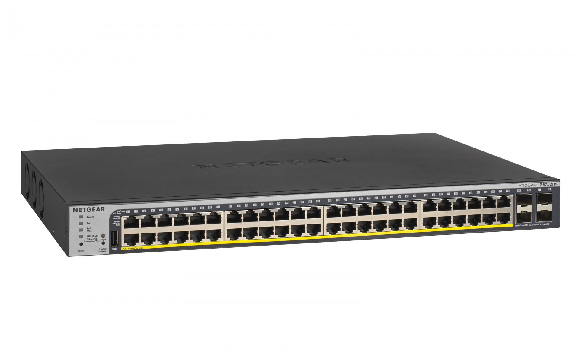 NETGEAR GS752TPP Gestionate L2/L3/L4 Gigabit Ethernet (10/100/1000) Power over Ethernet (PoE) Suport 1U Negru