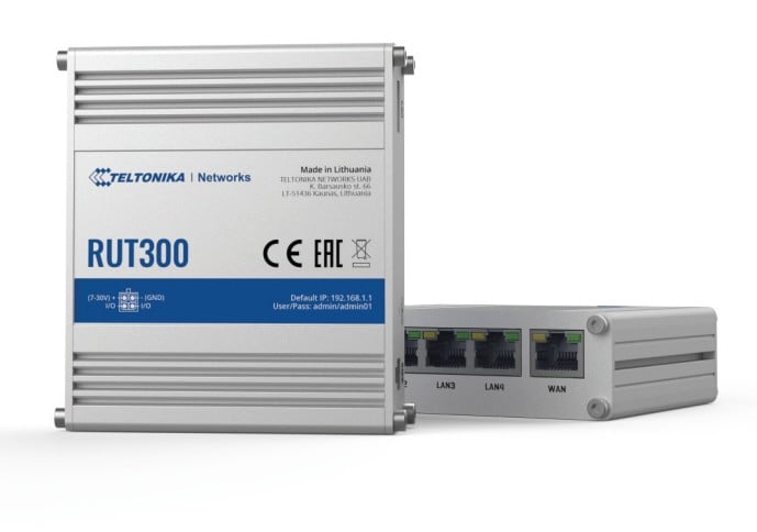 Teltonika RUT300 router cu fir Fast Ethernet Albastru, Metalic