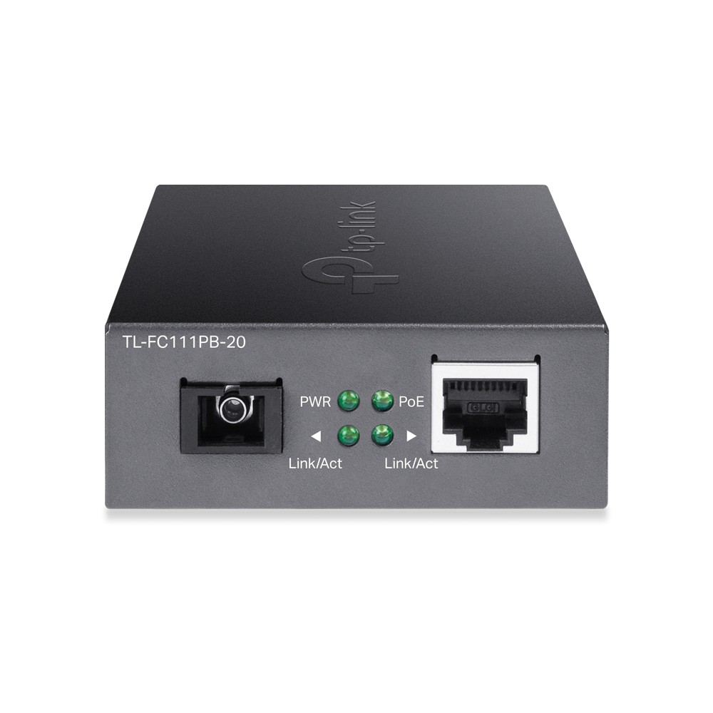 10/100Mbps WDM Media Converter with 1-Port PoE - 100 Mbit/s - SC - Wired - 100 m - 9/125 µm - Black