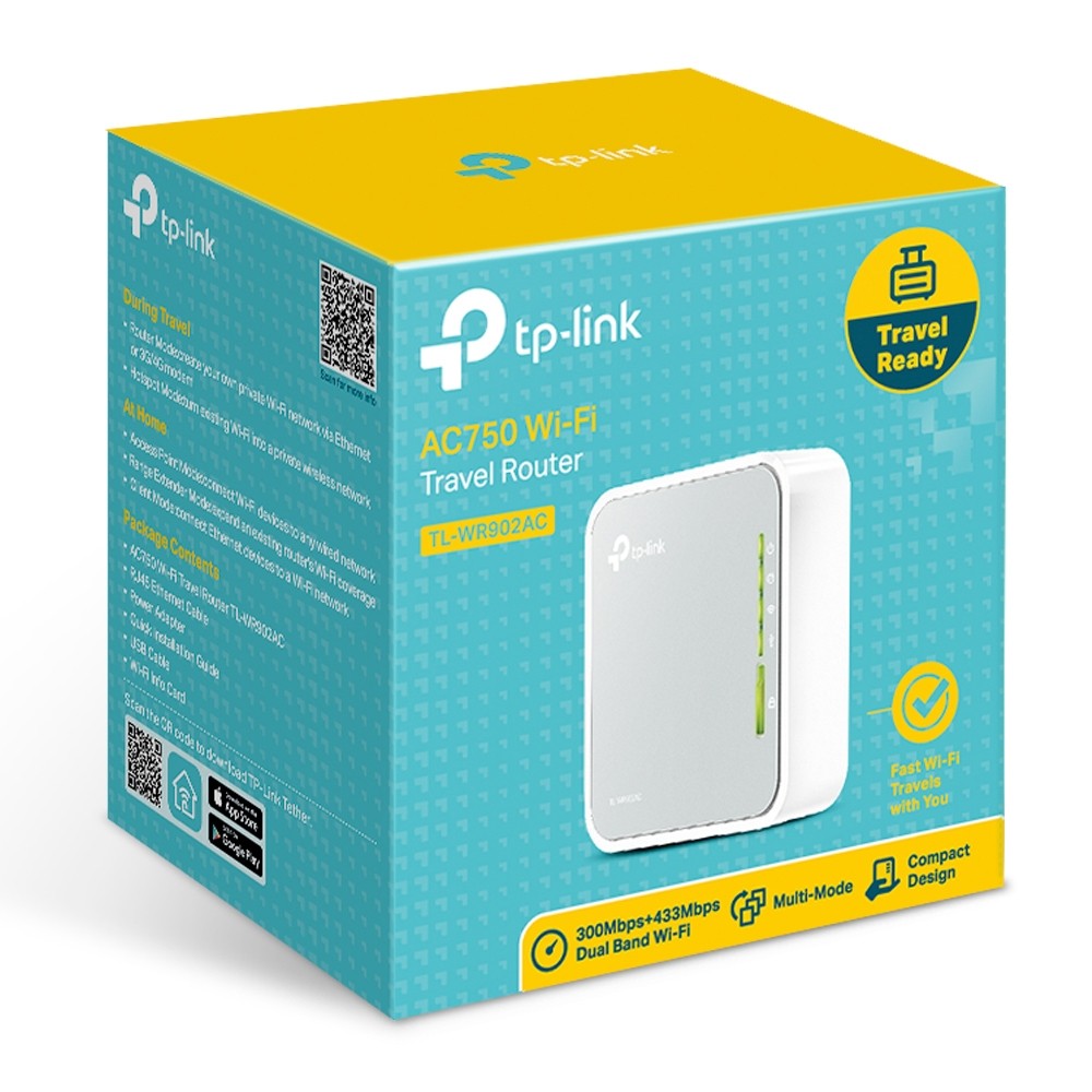 TP-Link TL-WR902AC router wireless Fast Ethernet Bandă dublă (2.4 GHz/ 5 GHz) 4G Alb