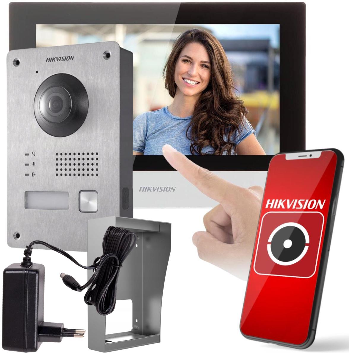Kit videointerfon IP pe 2 fire, monitor tactil 7 inch, cameră 2MP, Wi-Fi, Hik-Connect, Hikvision - DS-KIS703Y-P – HIKVISION DS-KIS703Y-P